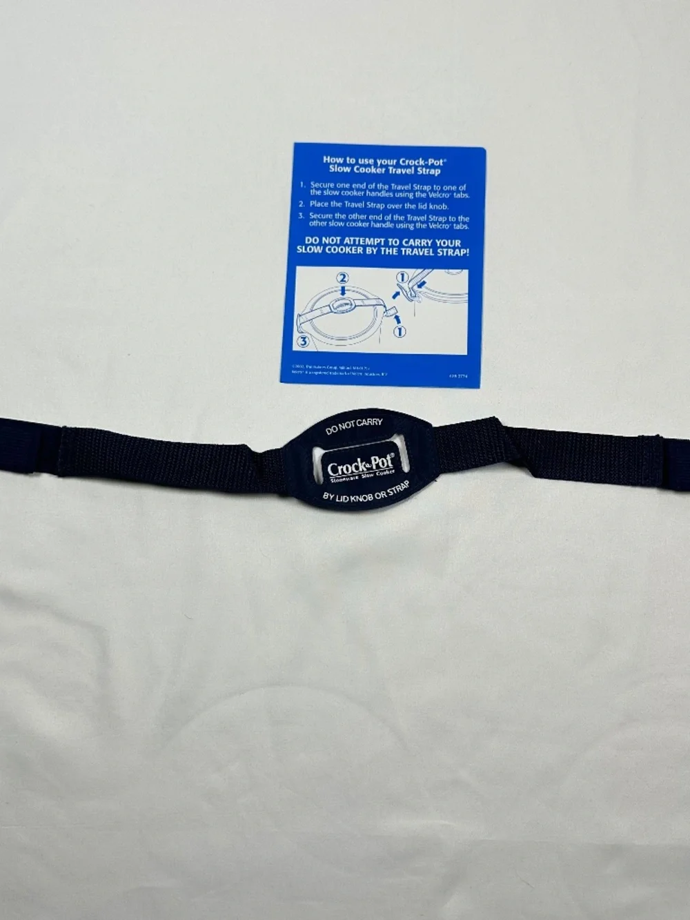 Crockpot Slow Cooker Travel Strap Blue with Instruction Sheet Hook and Loop